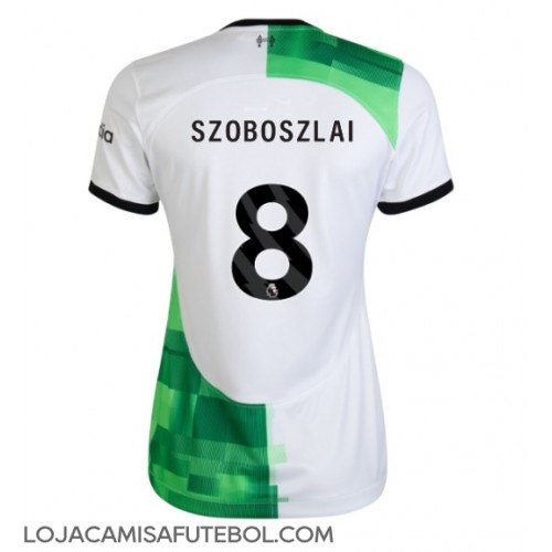 Camisa de Futebol Liverpool Szoboszlai Dominik #8 Equipamento Secundário Mulheres 2023-24 Manga Curta